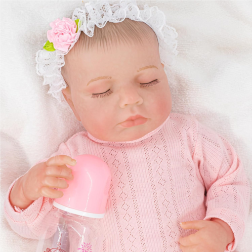 TONORA Lifelike Reborn Baby Doll with Realistic 3D Skin Body and Hair,Newborn Baby Dolls with 18 inch Cloth Body + Vinyl Limbs,Real Life Baby Dolls Best Gift for Kids Age 3+ and Ad