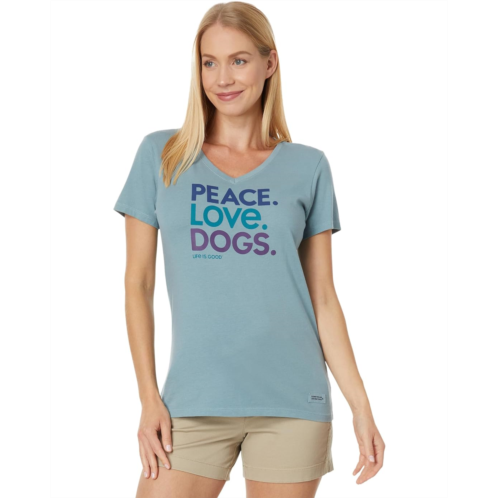 Life is Good Peace Love Dogs Short Sleeve Crusher Vee