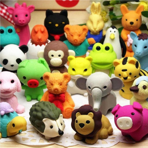 URSKYTOUS 60Pcs Animal Erasers Desk Pets for Kids Pencil Bulk Puzzle Erasers Toys Gifts for Classroom Prizes,Game Reward,Treasure Box,Easter Egg Fillers,Goodie Bag Stuffers,Party Favors