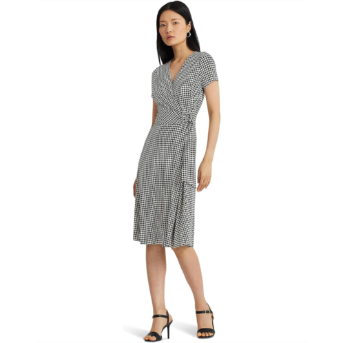 POLO RALPH LAUREN Womens Lauren Ralph Lauren Houndstooth Jersey Surplice Dress