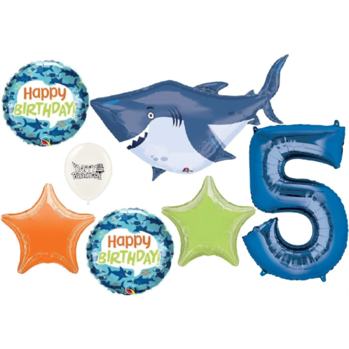 Ballooney  s Great White Shark Birthday Balloons 5th Birthday Party Event Decorations Bouquet