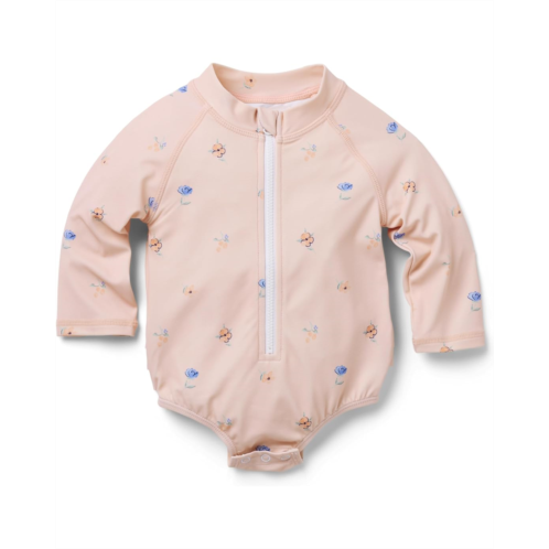 Janie and Jack Floral Zip Up Swimsuit (Infant)