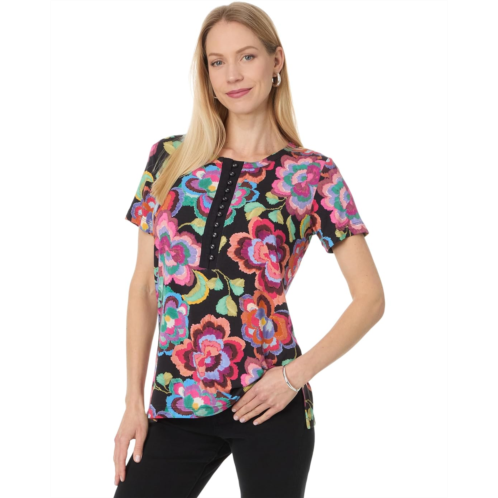 Womens Johnny Was The Janie Favorite Short Sleeve Henley Tee