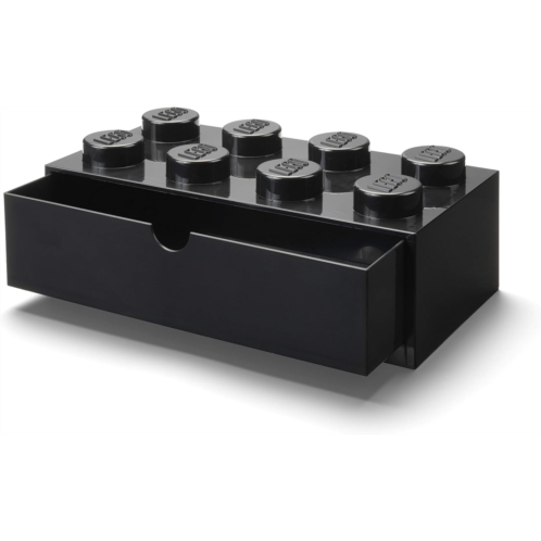ROOM Copenhagen Lego Storage Brick 8 Desk Drawer, 8-Stud Stackable Tabletop Storage Box, 12.4 x 6.2 x 4.4 in, Black