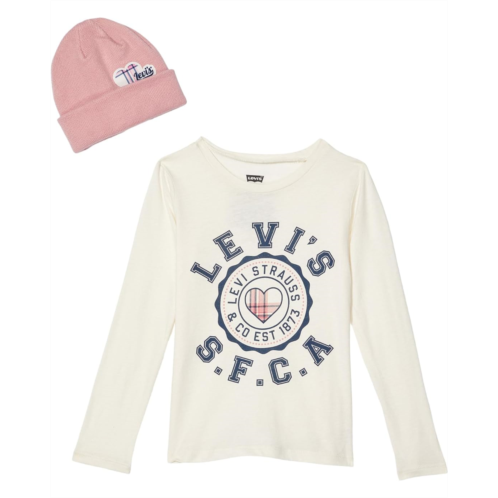 Levi  s Kids Long Sleeve Tee and Beanie with Pat (Toddler)