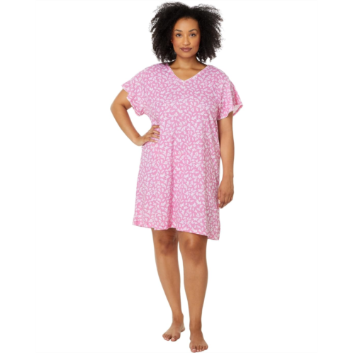 Womens Karen Neuburger Plus Short Sleeve Nightshirt with Lace Detail