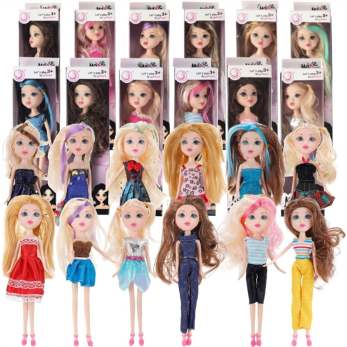 Liberty Imports 12 Pack: American Fashion Beauty Dolls in Individual Boxes - 10 Girls Runway Divas Multipack Toys Bundle Bulk Party Favors Supplies (10)
