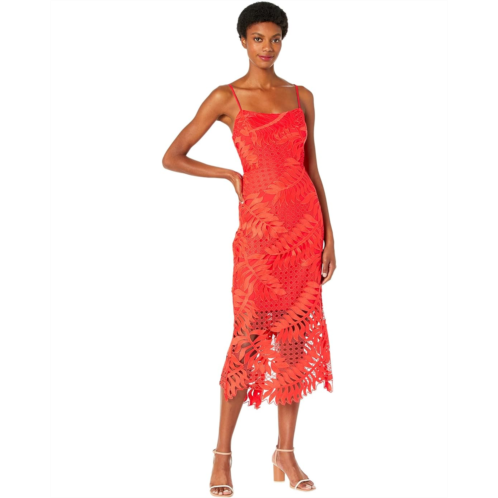 MILLY Emmett Tropical Palm Lace Dress