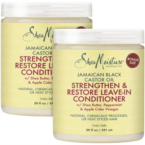 SheaMoisture Leave-In Conditioner, Strengthen & Restore with Jamaican Black Castor Oil - Conditioning Hair Treatment for Dry, Damaged Hair, Detangler & Deep Conditioner, 20 Oz (Pac