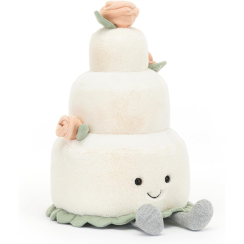 Jellycat Amuseables Wedding Cake Stuffed Toy, 12 inches Dessert Plush Engagement and Wedding Gift