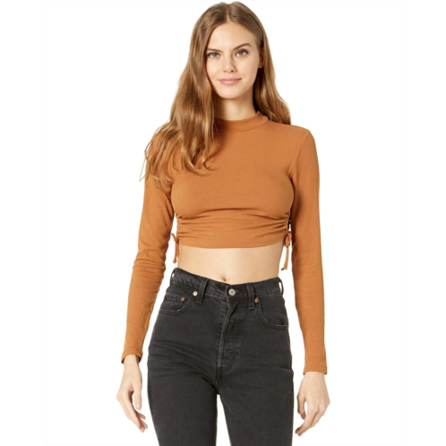 Womens Madden Girl Cutout Cinched Mock Neck Top