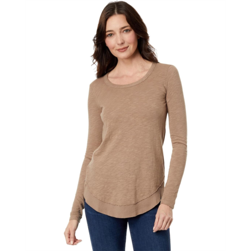 Womens bobi Los Angeles Long Sleeve Curved Hem Top in Slubbed Jersey