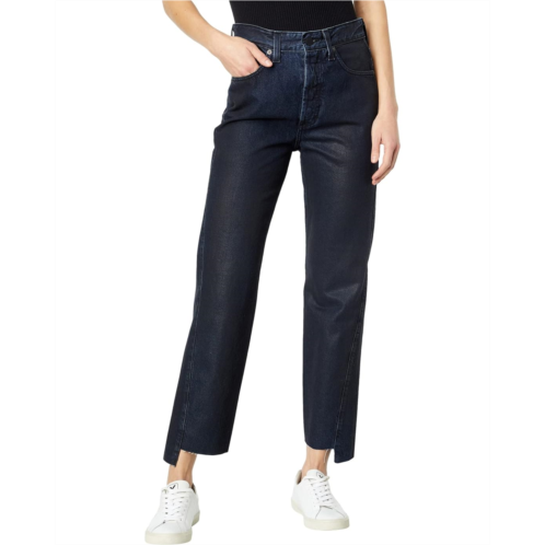 AG Jeans Alexxis Vintage High-Rise Straight Crop in Leatherette Chipping Jukebox