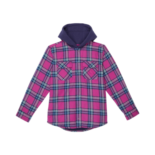 L.L.Bean LLBean Fleece Lined Flannel Shirt Hooded Plaid (Big Kids)