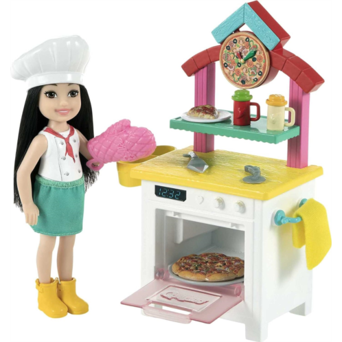 Barbie Chelsea Can Be Pizza Chef Playset with Brunette Chelsea Doll (6-in), Pizza Oven, 2 Spice Shakers, Pizza Pan & More, Great Toy for Ages 3 Years Old & Up