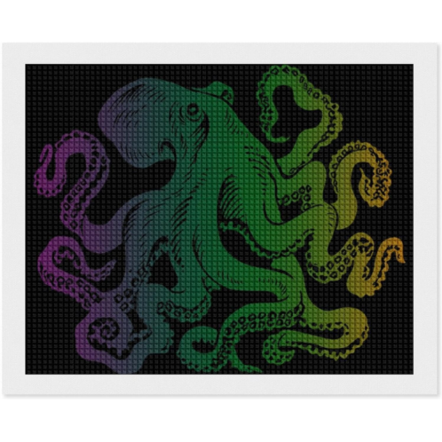 Zenladen1485 Colorful Octopus 5D Diamond Art Painting Kits Full Drill Pictures Arts Craft for Home Wall Decor for Adults DIY Gift