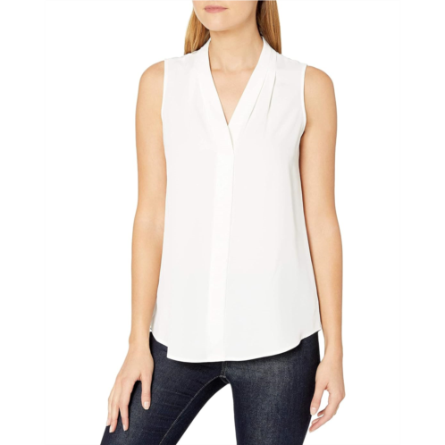 Calvin Klein Sleeveless Blouse with Inverted Pleat (Standard and Plus)