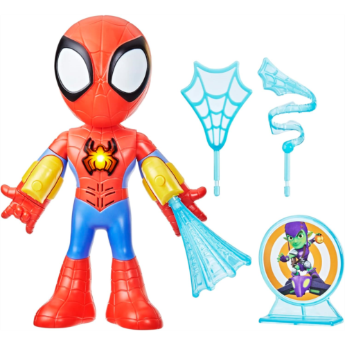 Marvel Spidey and His Amazing Friends Electronic Suit Up Spidey, 10-Inch Action Figure with Lights and Sounds, Preschool Toys for Kids Ages 3 and Up