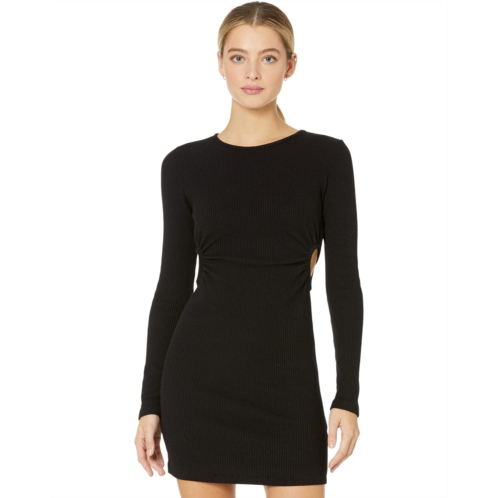 MONROW Brushed Rib Dress w/ Circular Cutout