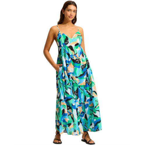 Womens Seafolly Rio Tiered Midi Dress