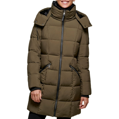 Womens DKNY Hooded Puffer Coat
