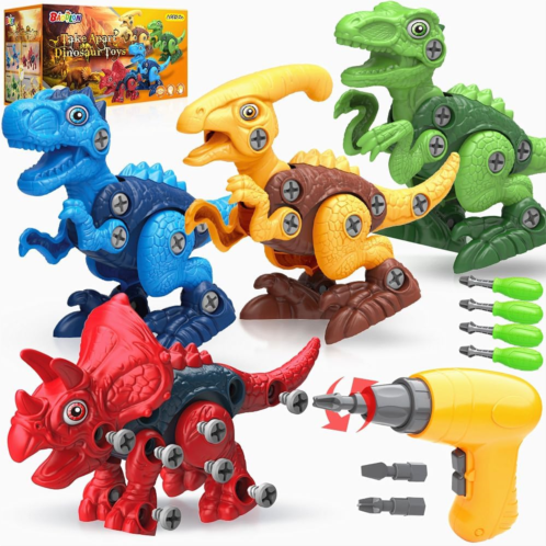 BAODLON Dinosaur Toys for 3 4 5 6 7 Year Old Boys, Take Apart Dinosaur Toy for Kid 3-5 5-7 Building Toy with Electric Drill, Learning Educational STEM Construction Toy Christmas Bi