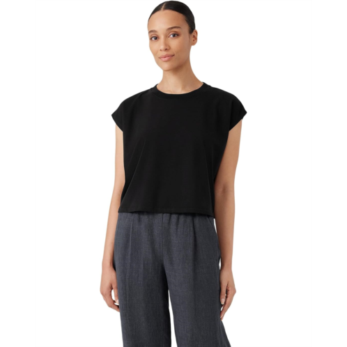 Womens Eileen Fisher Crew Neck Cropped Shell