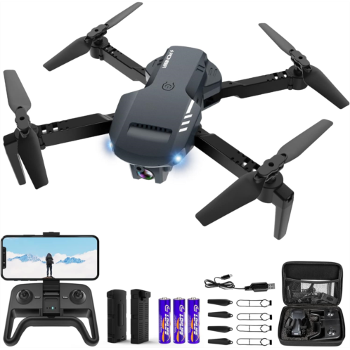 RADCLO Mini Drone with Camera - 1080P HD FPV Foldable Drone with Carrying Case, 2 Batteries, 90° Adjustable Lens, One Key Take Off/Land, Altitude Hold, 360° Flip, Toys Gifts for Adults, b