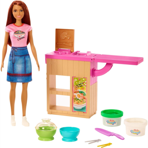?Barbie Noodle Bar Playset with Brunette Doll, Workstation and Accessories