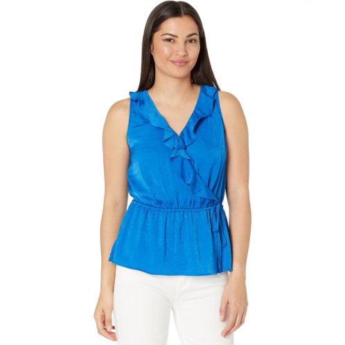 Vince Camuto Sleeveless Ruffle Wrap Front Rumple Blouse