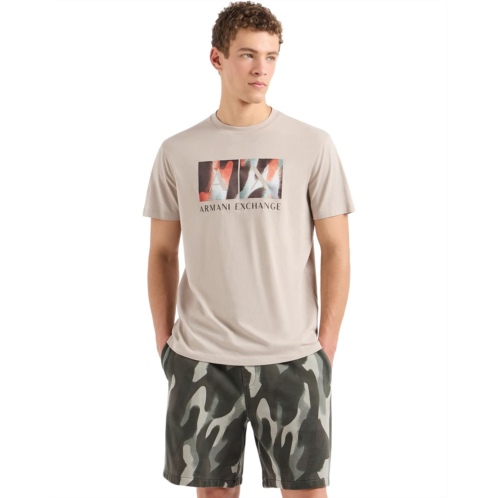 Mens Armani Exchange Classic Ax Armani Exchange Box Logo With Camo Background Regular Fit Tee