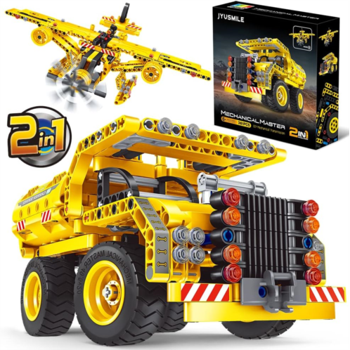 Jyusmile STEM Toy Building Toy for Age 6, 7, 8, 9, 10, 11, 12 Years Old Kids Boys Girls - 2-in-1 Truck Airplane Take Apart Toy, 361 Pcs DIY Building Blocks Kits, Engineering Constr