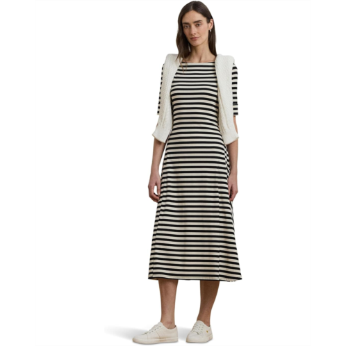 POLO RALPH LAUREN Womens Lauren Ralph Lauren Striped Stretch Cotton Midi Dress