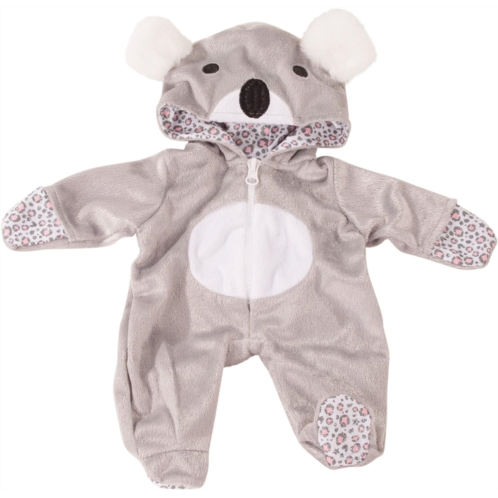 Goetz Gotz One Piece Koala Bear Costume Pajama Sleeper with Padded Feet, Paws and Hood with Ears for 12-13 Baby Dolls