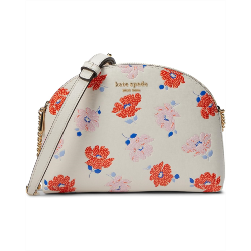 Kate Spade New York Morgan Dotty Floral Emboss Saffiano Leather Double Zip Dome Crossbody