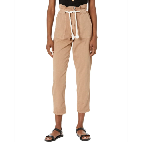 Blank NYC Paperbag Pants with Patch Pockets and Rope Belt in Suntan