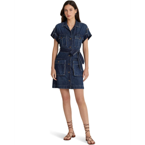 POLO RALPH LAUREN Womens Lauren Ralph Lauren Belted Denim Shirtdress