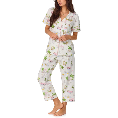 Womens Bedhead PJs Short Sleeve Cotton Knit Cropped Pajama Set