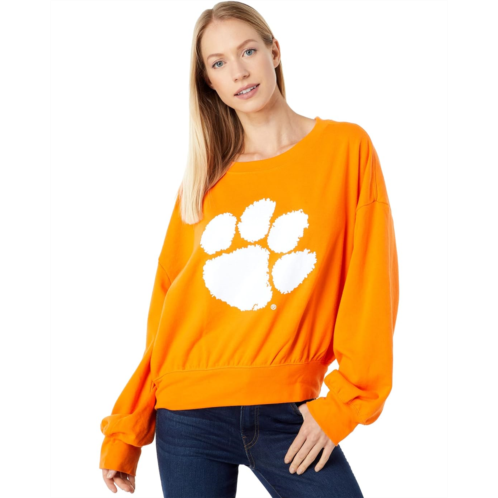 Lauren James Clemson Tigers Cropped Crew Neck Sweatshirt