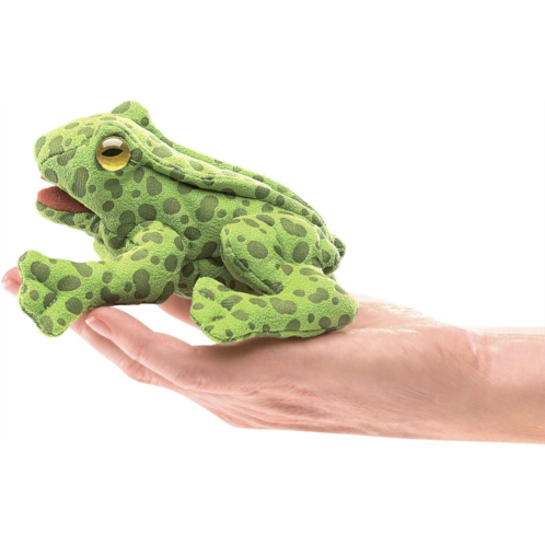 Folkmanis Mini Frog Finger Puppet Plush, Green, 1 EA