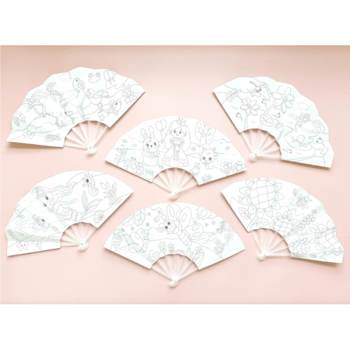 Generic DIY Coloring Paper Folding Fans for Kids (6 Designs in One) - Craft Activity Kit for Kids - Girls and Boys - Party Favor - Unique Activity