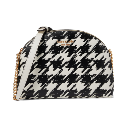 Kate Spade New York Morgan Painterly Houndstooth Embossed Saffiano Leather Double Zip Dome Crossbody