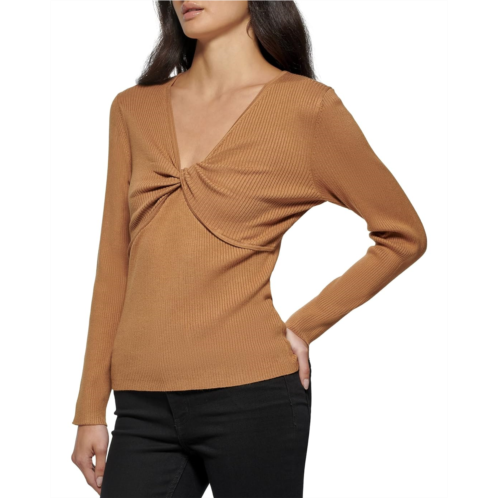 Calvin Klein Long Sleeve V-Neck with Twist Detail