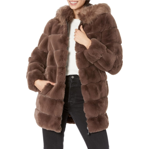 Calvin Klein Hooded Faux Fur Jacket