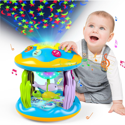 Letapapa Baby Toys 6 to 12 Months, 4 in 1 Musical Rotating Projector, Tummy Time Light Up Infant Toys for 6-9 12-18 Months, Learning Toy Birthday Gifts for Baby Toddlers 1 2 3 Years Old Boy