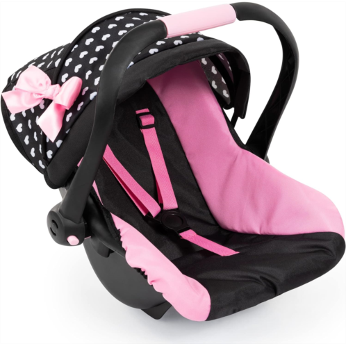 Bayer Design Dolls: Deluxe Car Seat: Hearts Black & Pink - Pretend Play Accessory for Dolls/Plushes Up to 18, Ages 3+, Large