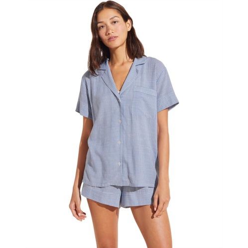 Womens Eberjey Nautico Shortie Pajama Set