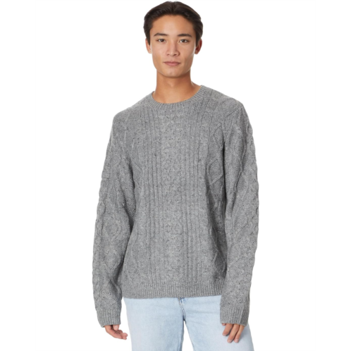 Mens Lucky Brand Mixed Stitch Tweed Crew Neck Sweater