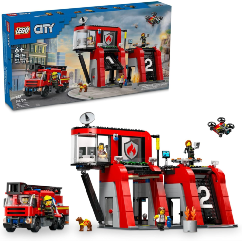 LEGO City Fire Station with Fire Truck Toy, Action Packed Fire Station Toy Playset, Birthday Gift Idea for Kids Ages 6 and Up who Love Pretend Play Toys, Includes a Dog Figure and