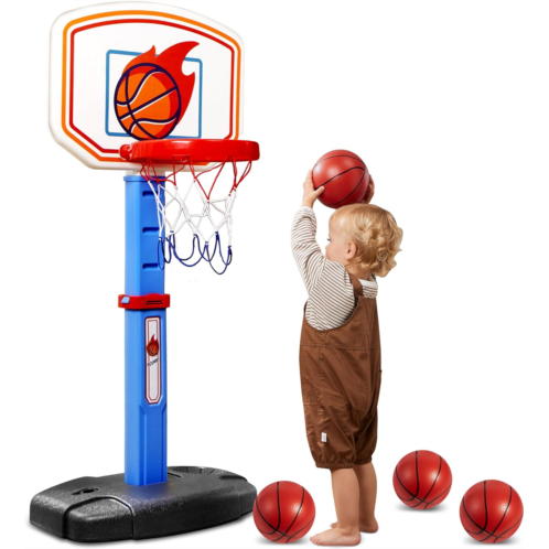 JOYIN Toddler Basketball Arcade Game Set, Adjustable Basketball Goal with 4 Balls for Kids Indoor Outdoor Play, Carnival Games, Christmas Birthday Gift for Boys Girls Age 1 and Up